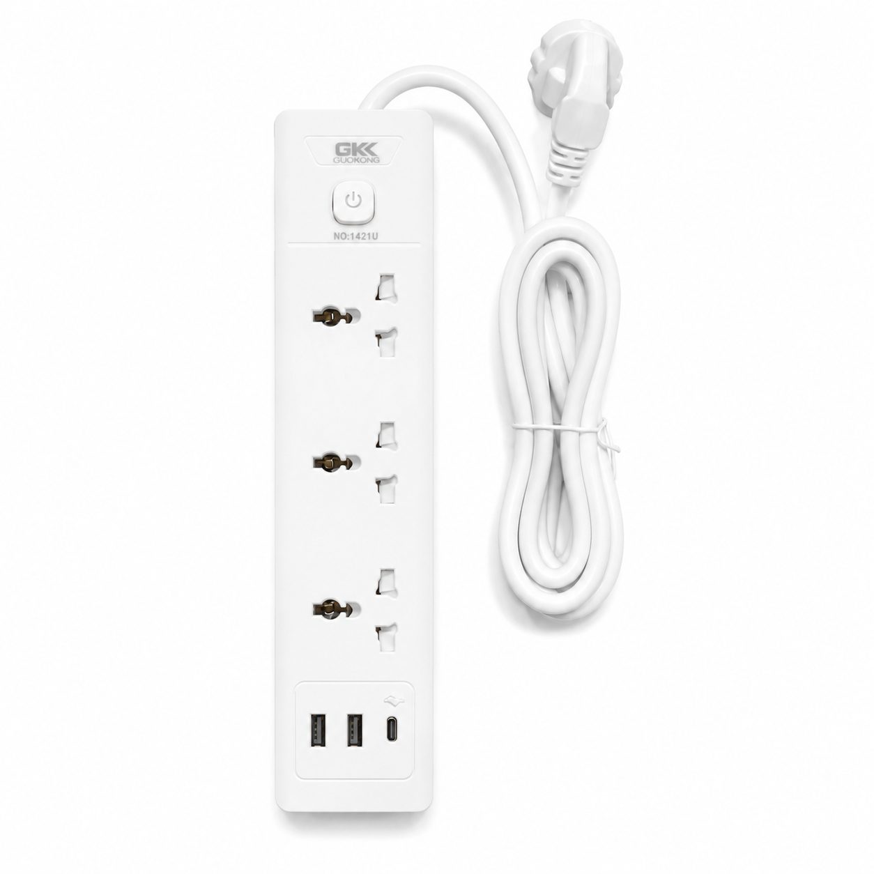 Zapatilla Eléctrica Usb Universal Alargue Prolonga Térmica 2 Usb + TipoC