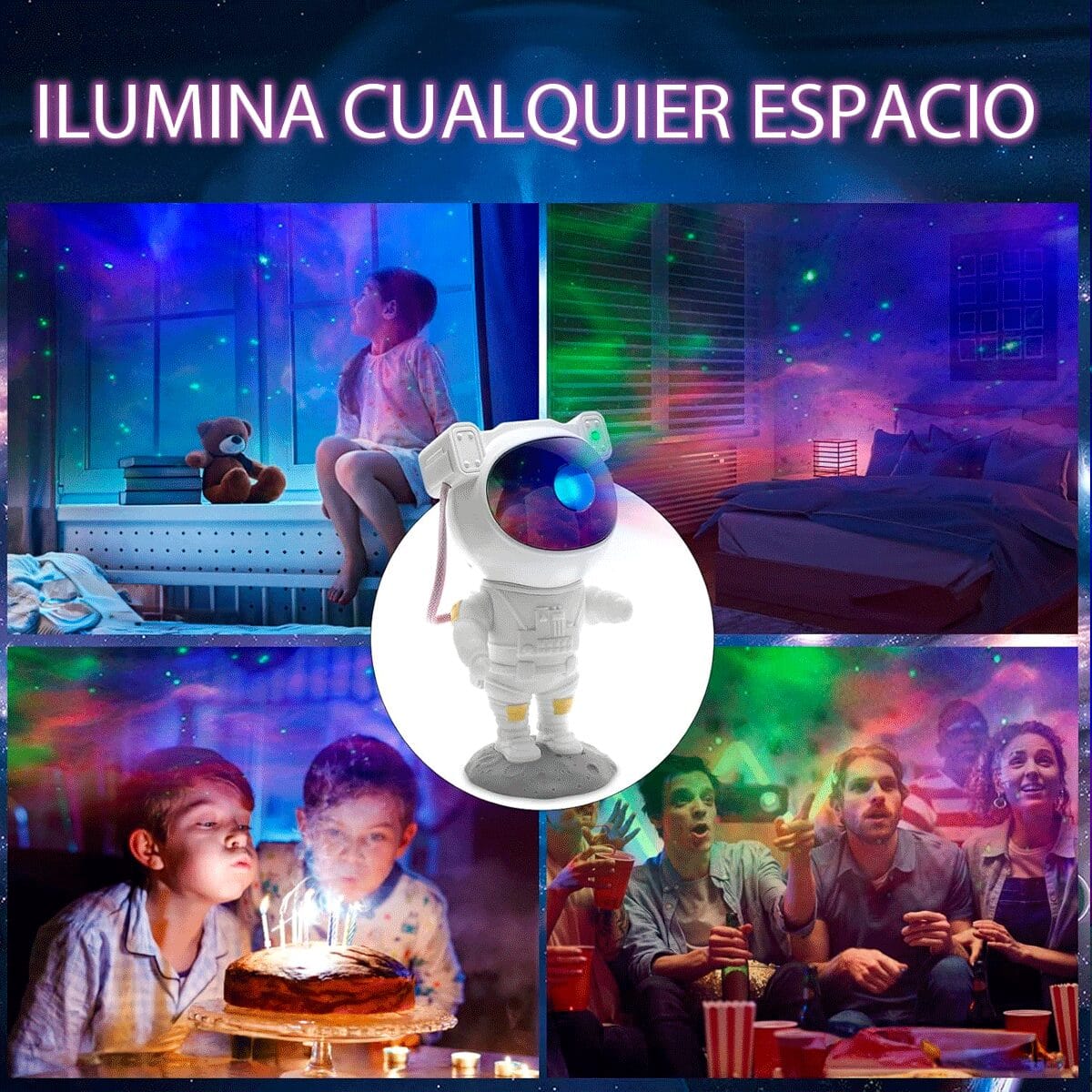 Proyector Astronauta Galaxia Estrellas Luz Led Rgb Premiun