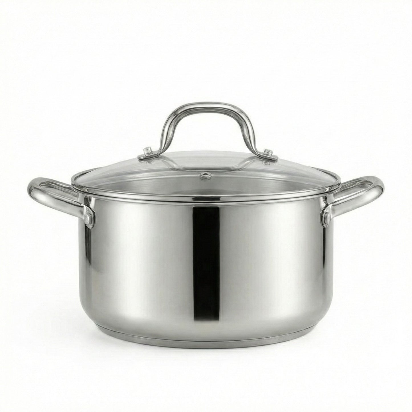 Cacerola Olla Acero Inoxidable Triple Fondo Con Tapa 20cm Plateado