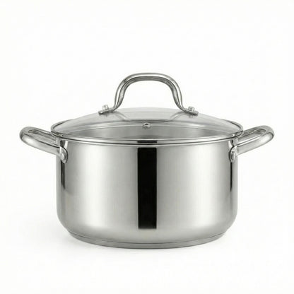 Cacerola Olla Acero Inoxidable Triple Fondo Con Tapa 20cm Plateado