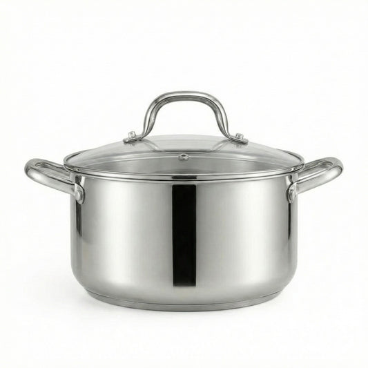 Cacerola Olla Acero Inoxidable Triple Fondo Con Tapa 20cm Plateado