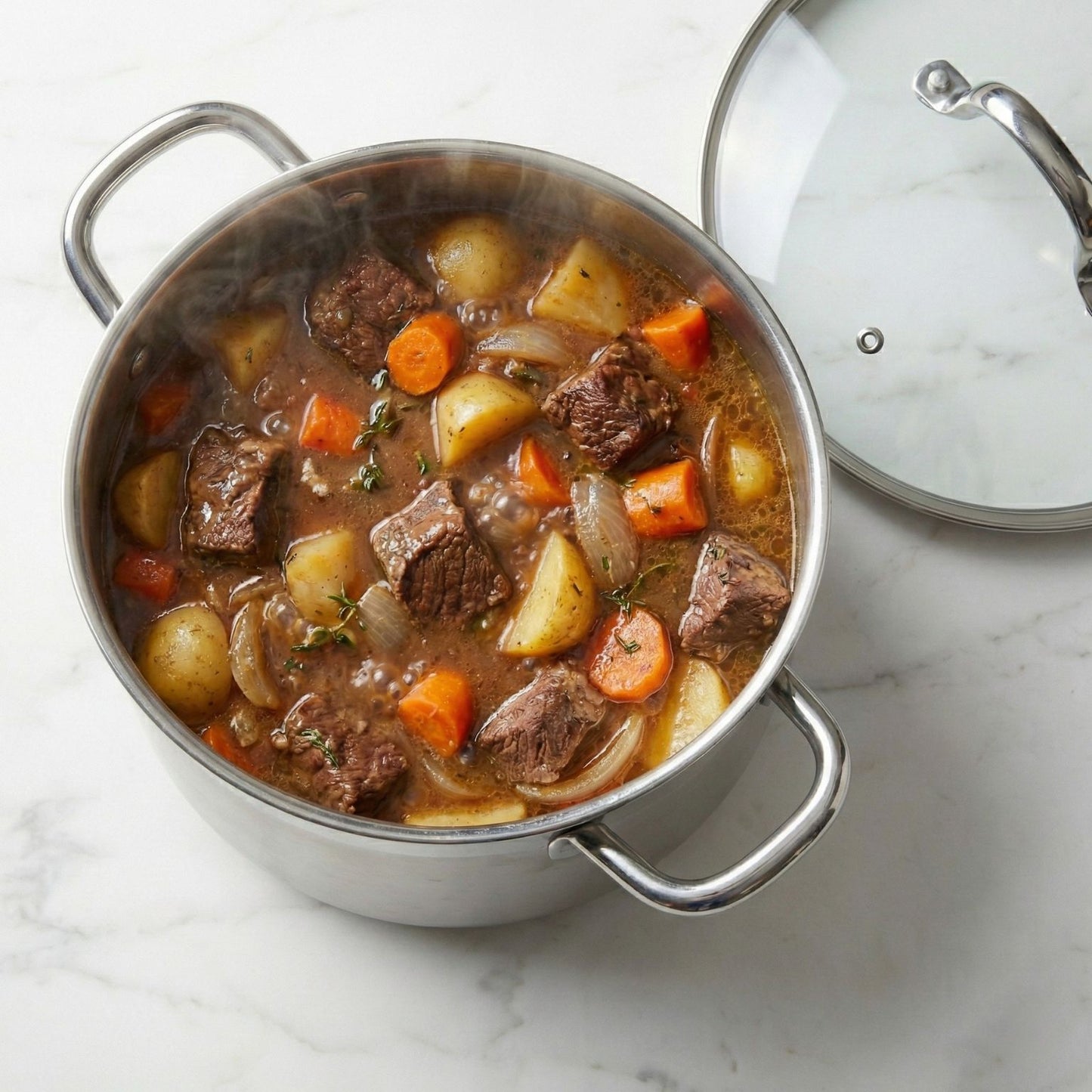 Cacerola Olla Acero Inoxidable Triple Fondo Con Tapa 20cm Plateado