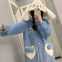 Pijama De Mujer Cinnamonroll Saco Manta Con Capucha Y Botones