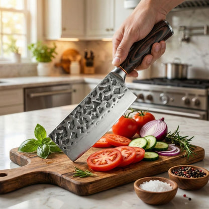 Hacha Cocina Acero Inox Carnes Mango Cuchillo Profesional Madera