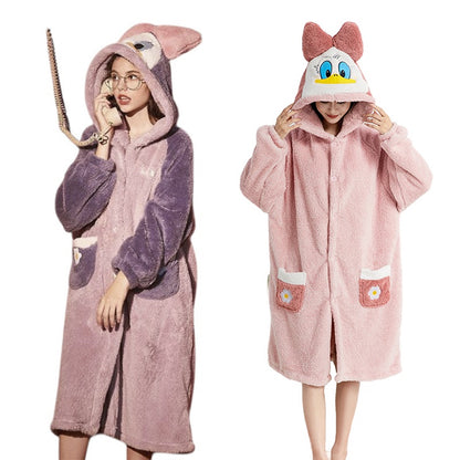 Pijama De Mujer Daisy Saco Manta Con Capucha Y Botones