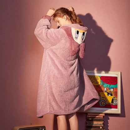 Pijama De Mujer Daisy Saco Manta Con Capucha Y Botones