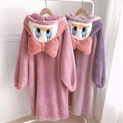 Pijama De Mujer Daisy Saco Manta Con Capucha Y Botones