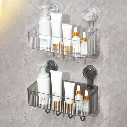 Estante Organizador De Baño Con Ventosa Transparente - Canasta De Almacenamiento Estilo Lujo Bl702K10