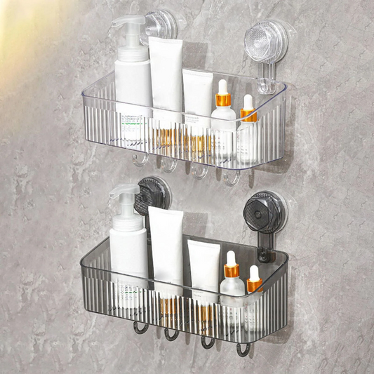 Estante Organizador De Baño Con Ventosa Transparente - Canasta De Almacenamiento Estilo Lujo Bl702K10