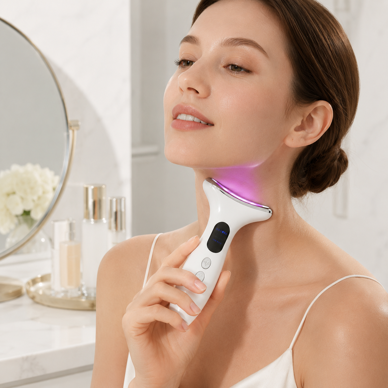 Masajeador Facial y Cervical Face Lifting | EMS Microcorriente + Fototerapia LED + Calor