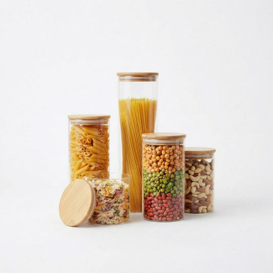 Frasco De Vidrio Con Tapa De Bambu Hermetico