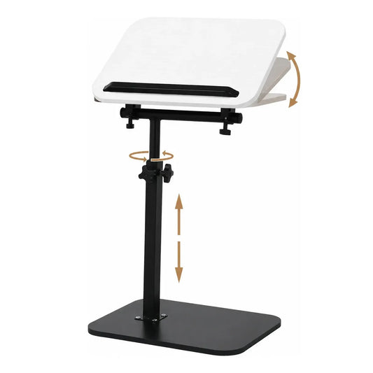 Mesa para Notebook Ajustable y Giratoria | Soporte de Pie con Superficie de Madera