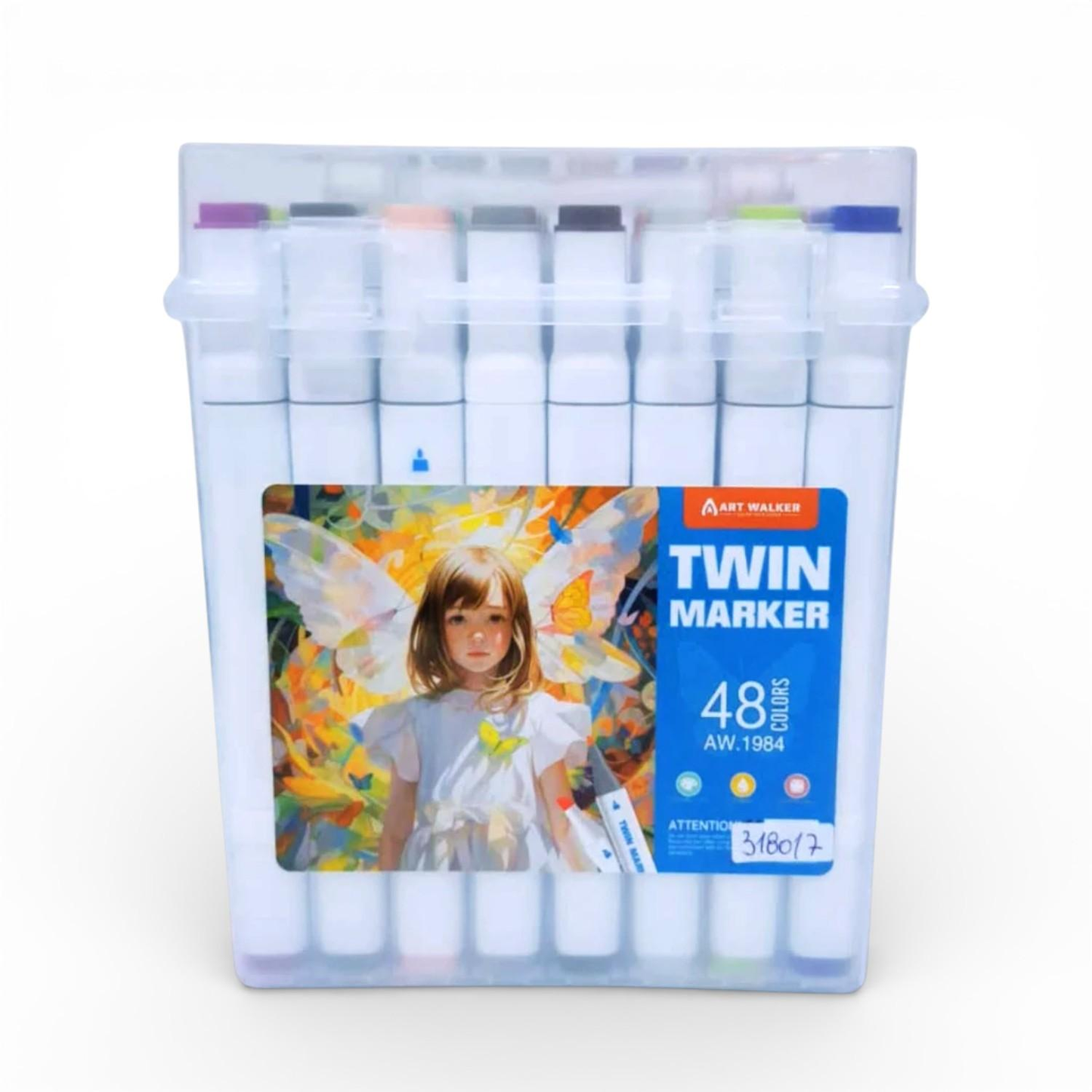 MARCADOR DOBLE PUNTA CON CAJA X48 TWIN