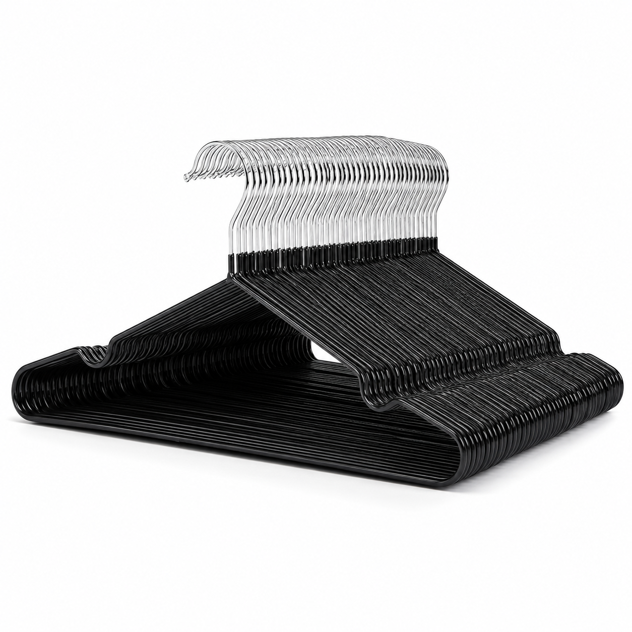 Pack x50 Perchas Metálicas Ultra Slim Antideslizantes | Negro y Celeste