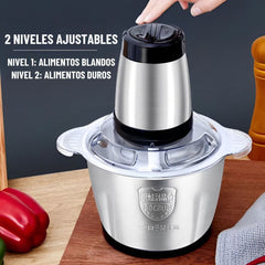 Picadora Eléctrica 2L – Procesador de Alimentos 1000W con Bowl de Acero Inoxidable