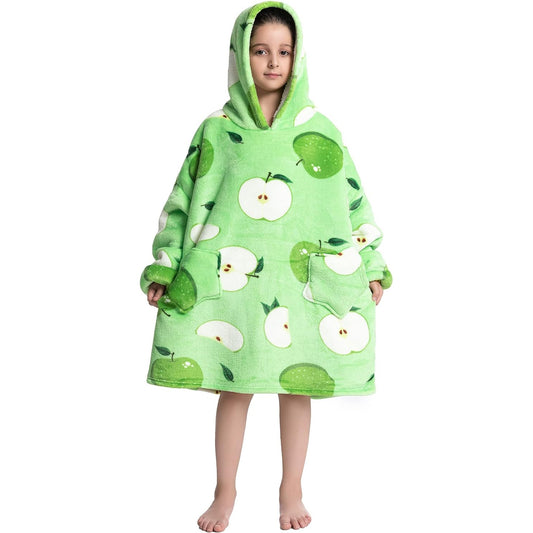 Pijama Infantil Manzana Verde Buzo Con Capucha Manta Corderito