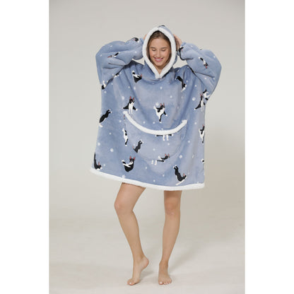 Pijama De Mujer Buzo Bulldog Francés Manta Corderito Oversize