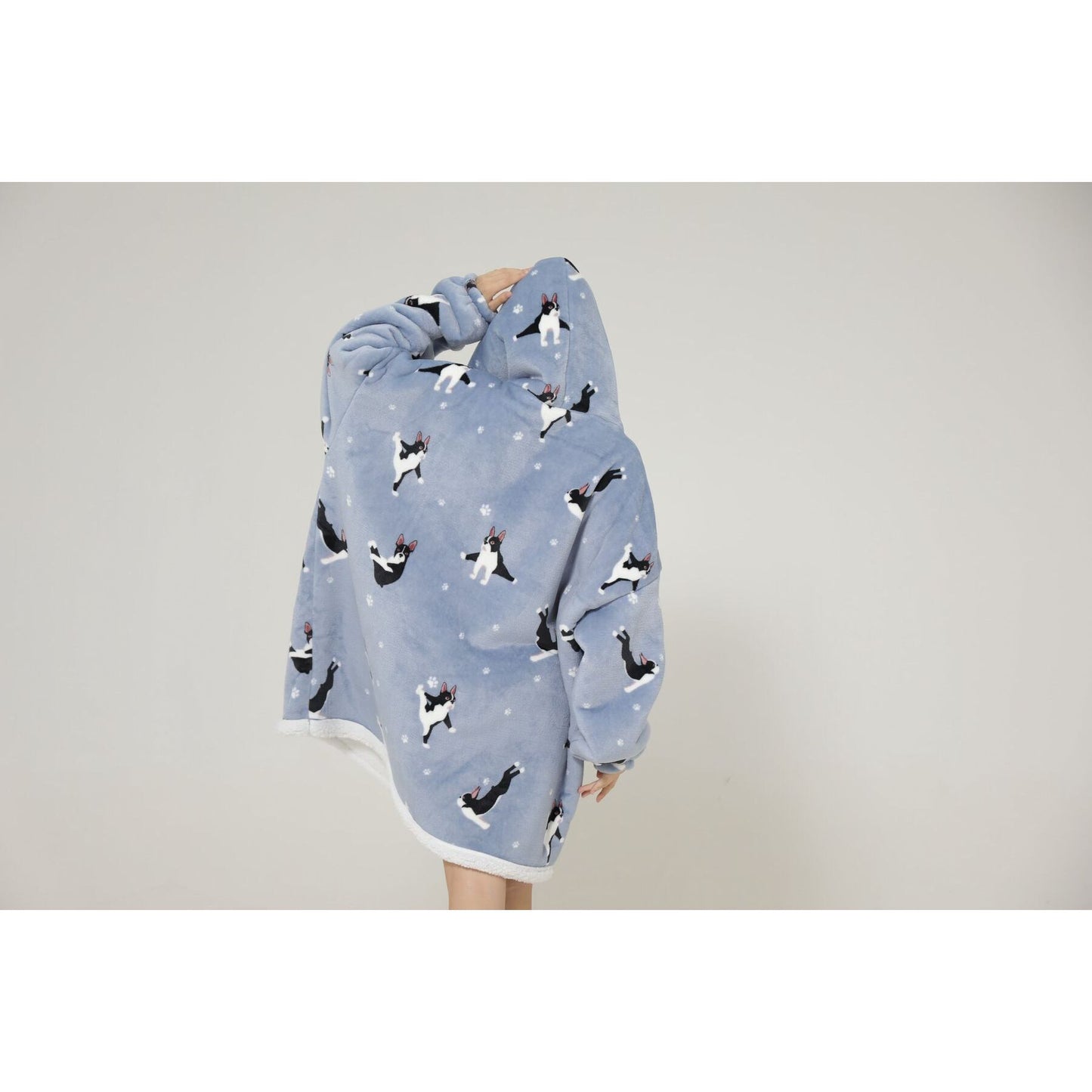 Pijama De Mujer Buzo Bulldog Francés Manta Corderito Oversize