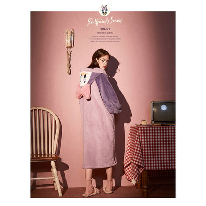 Pijama De Mujer Daisy Saco Manta Con Capucha Y Botones