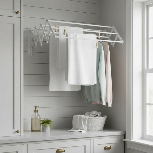 Tender Extensible De Pared Acordeón 80Cm - Perchero De Acero Para Ropa Y Toallas Bj104D20