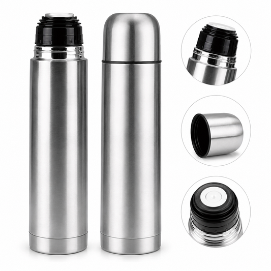 Termo Liso Plateado Bala Travel Bottle