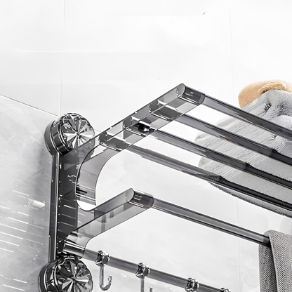 Toallero Plegable Con Ventosa De Succión - Estante De Baño Multifunción Con Ganchos Bl702J10