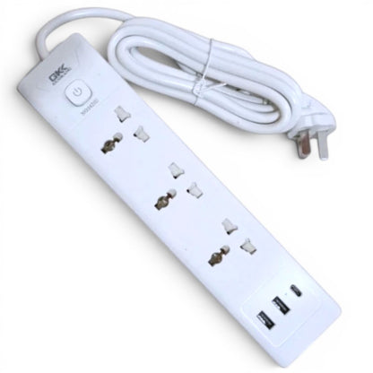 Zapatilla Eléctrica Usb Universal Alargue Prolonga Térmica 2 Usb + TipoC