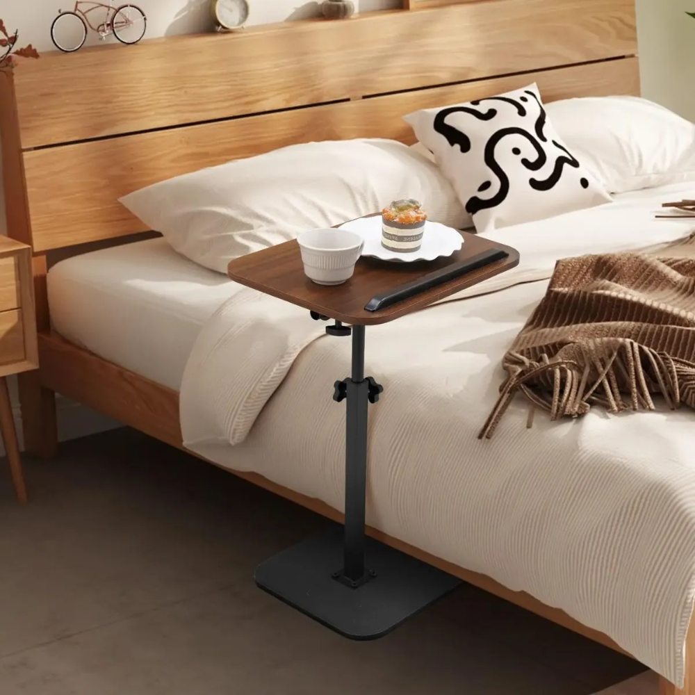 Mesa para Notebook Ajustable y Giratoria | Soporte de Pie con Superficie de Madera