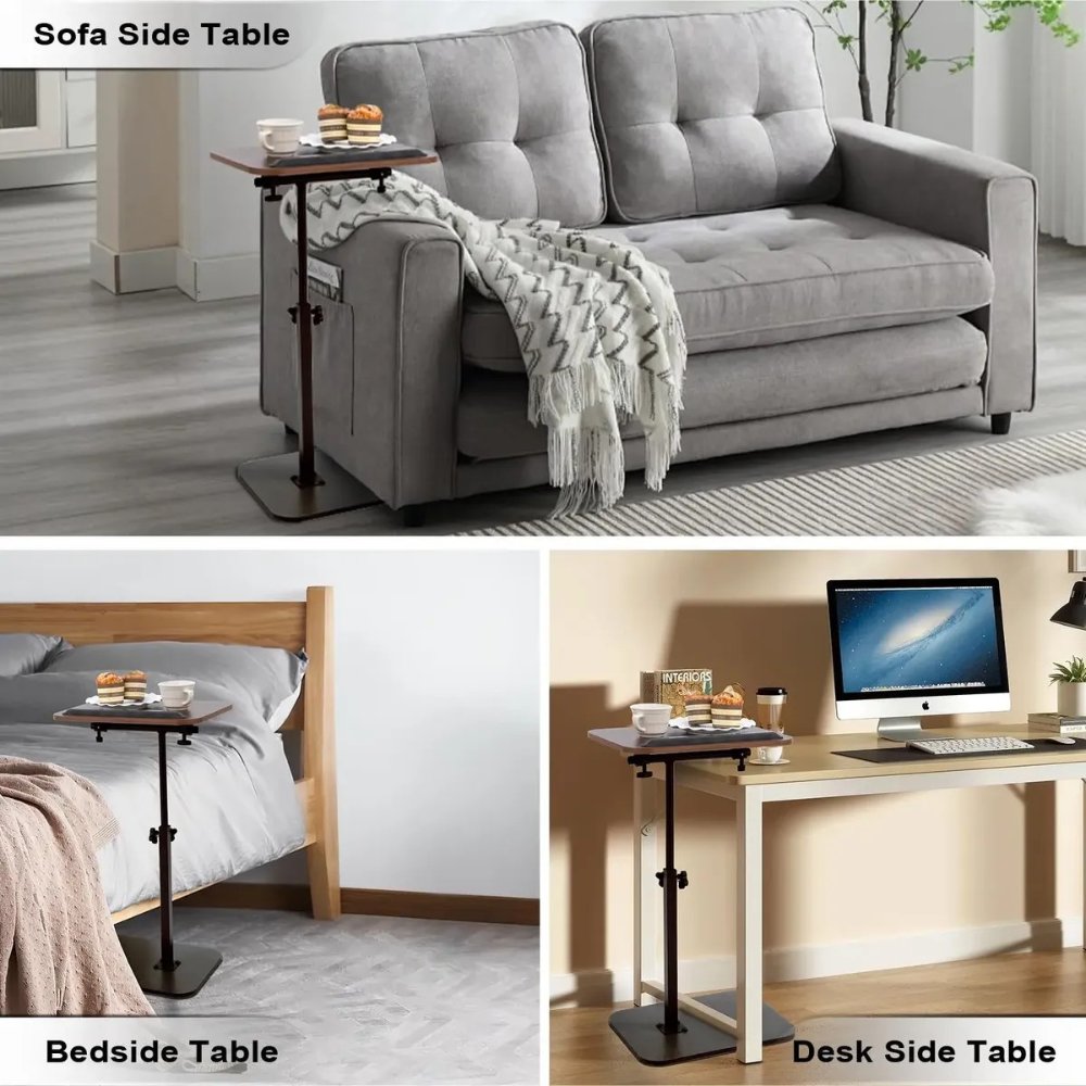 Mesa para Notebook Ajustable y Giratoria | Soporte de Pie con Superficie de Madera