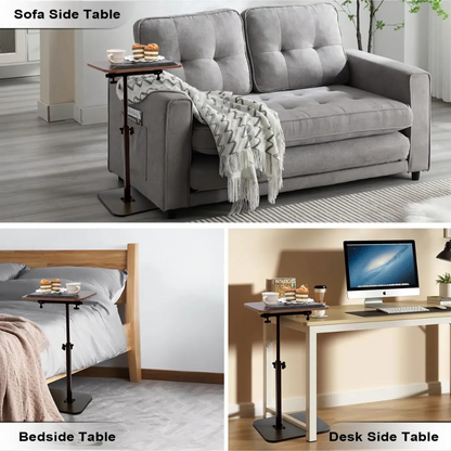 Mesa para Notebook Ajustable y Giratoria | Soporte de Pie con Superficie de Madera