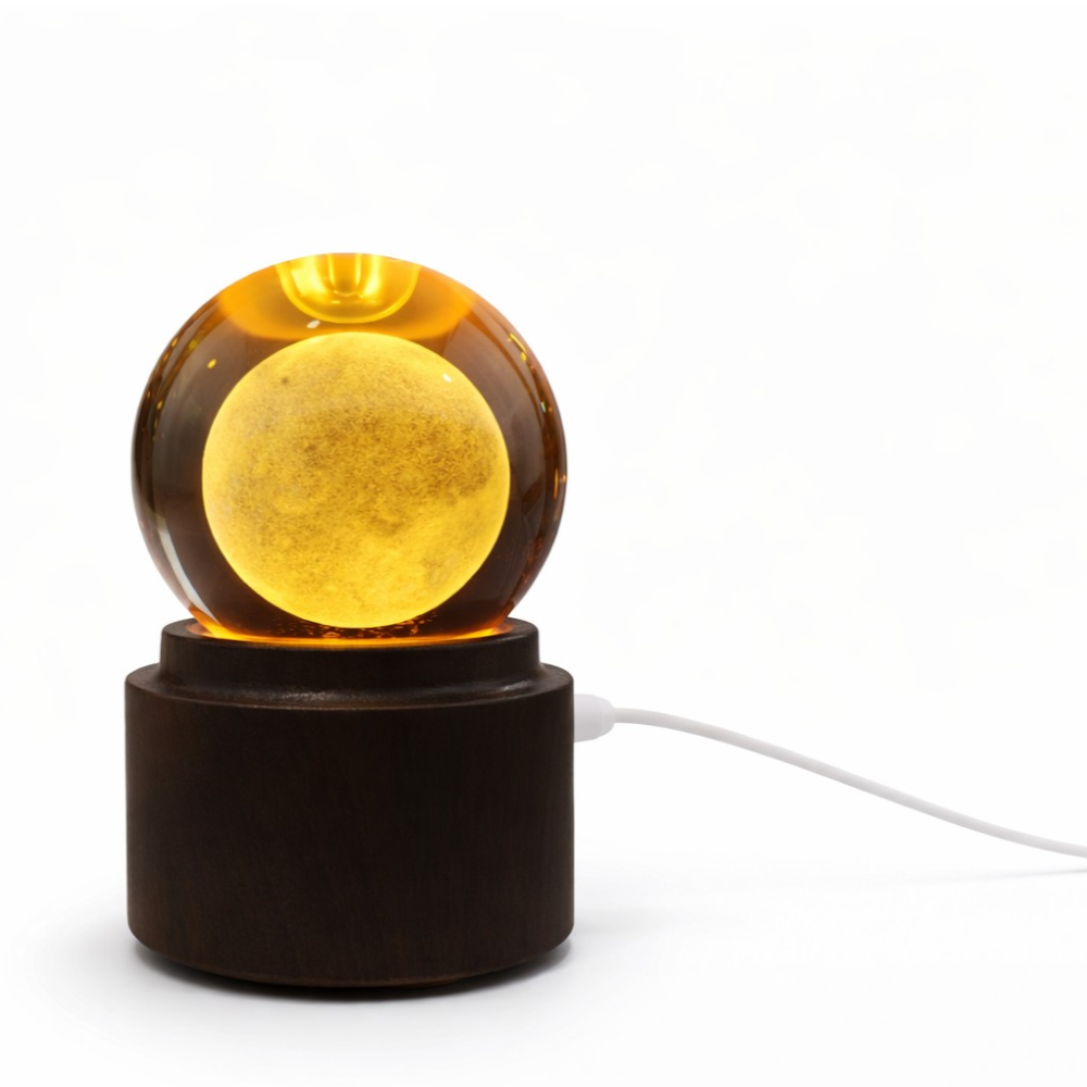 Esfera De Cristal 3D Lámpara Led Usb Con Base Giratoria 6Cm