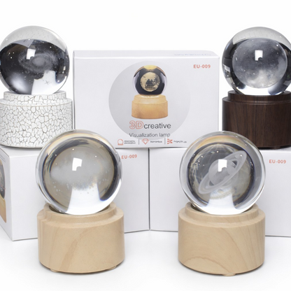 Esfera De Cristal 3D Lámpara Led Usb Con Base Giratoria 6Cm