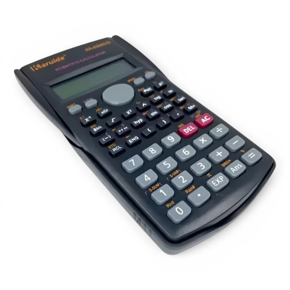 Calculadora científica Karuida KK-82MS-B con ejemplos de funciones