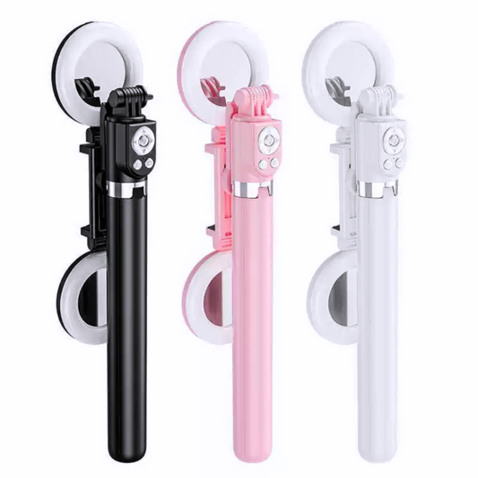 Soporte para Celular 1,7 m con Palo Selfie, Aro de Luz y Control Remoto